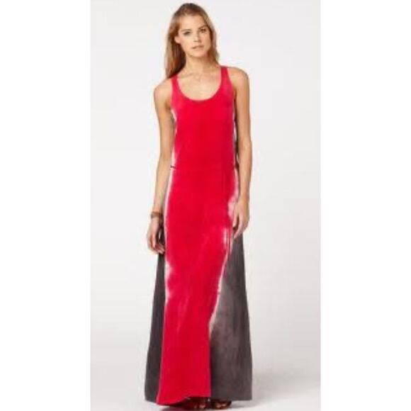 C&C California Tank Maxi Dress Size M Medium Sleeveless Shift Tie Dye In Ruby - Picture 1 of 10